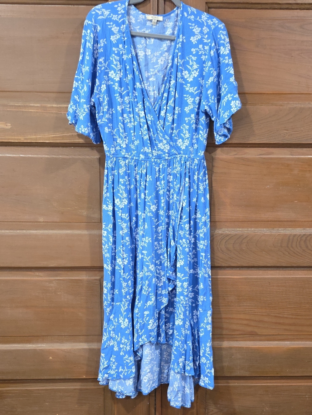 Kori Blue Floral Asymmetrical Wrap Dress